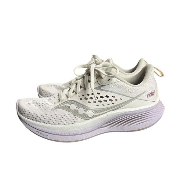 Saucony Ride 17 Womens Size 8 Running Shoes Cream Pink Athletic Sneakers PWRRUN+ - Picture 3 of 7